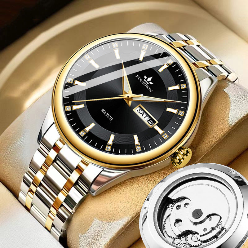 Stainless Steel Mechanical Watch with Calendar