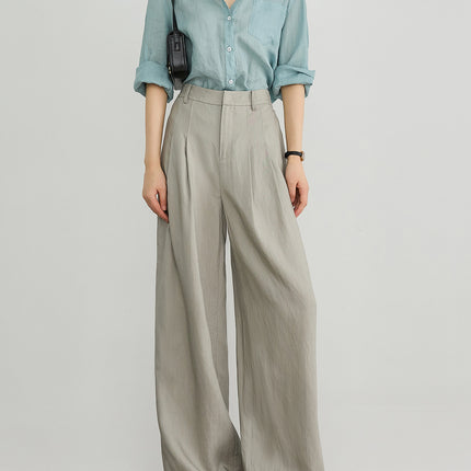 Womens Tencel Linen Wide Leg Pants