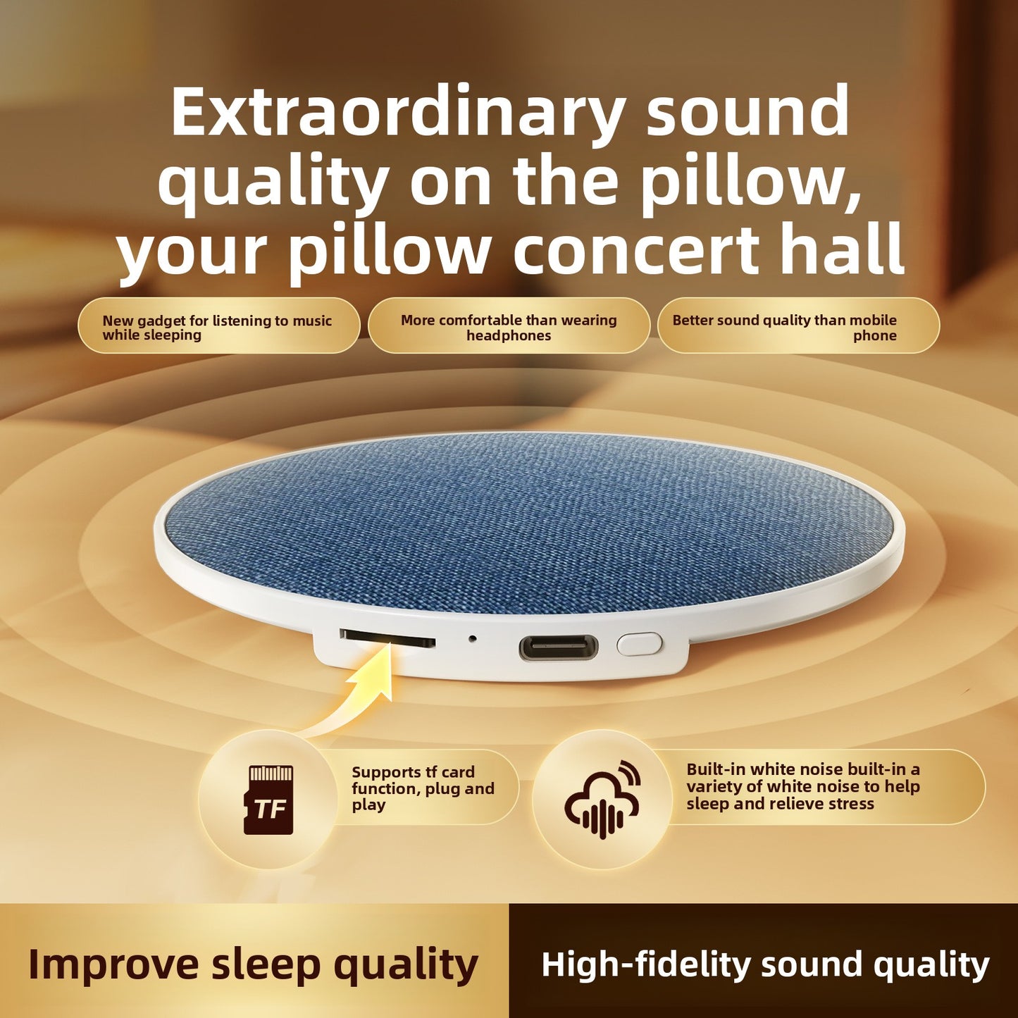 Ultra-Thin Bluetooth Sleep Aid Speaker with White Noise