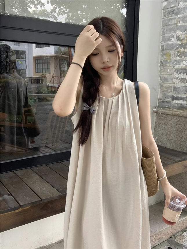 Sleeveless Vest Dress with Hanging Neck Strap