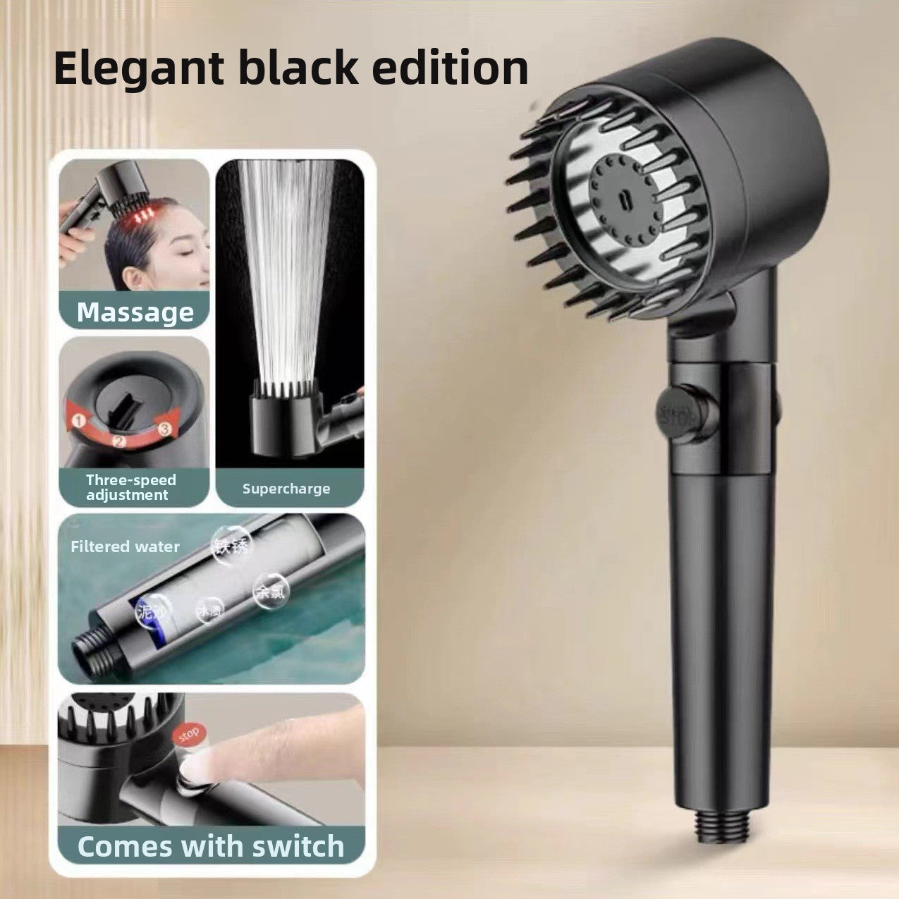 Handheld Multi-Function Shower Head with Water Filter