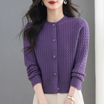 Womens Open Front Round Neck Sweater