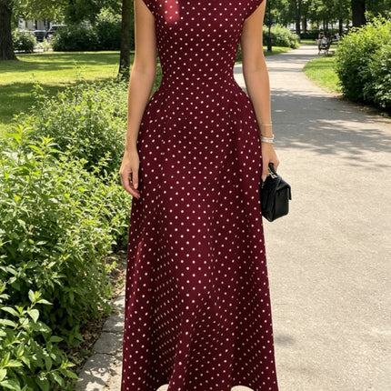 Polka Dot High Waist A-Line Dress