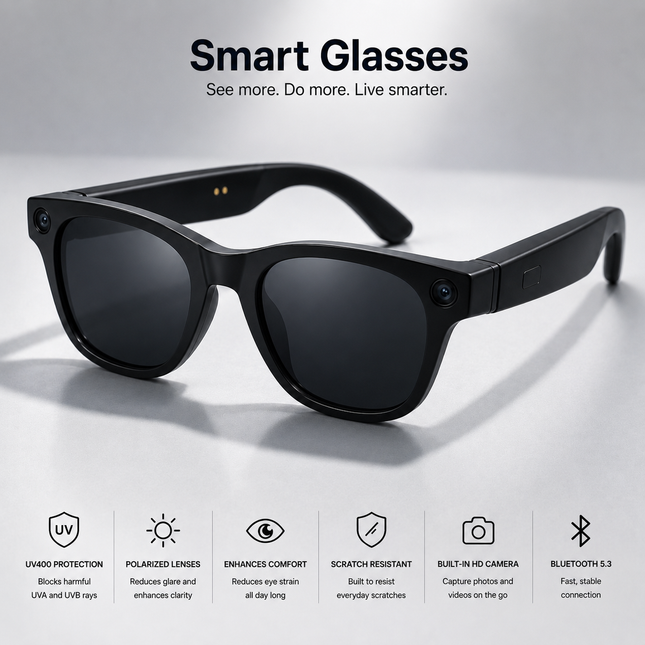 AI Smart Glasses with Camera and Color-Changing Lenses