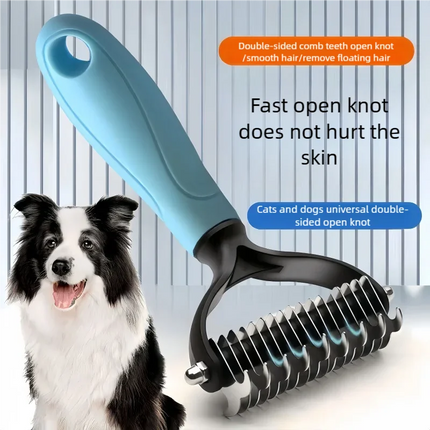 Double-Sided Stainless Steel Pet Deshedding and Dematting Comb