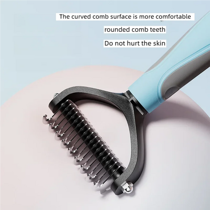 Double-Sided Stainless Steel Pet Deshedding and Dematting Comb