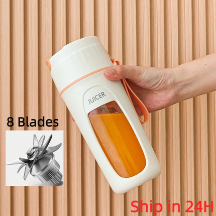 8-Blade Rechargeable Portable Smoothie Blender – 3000mAh