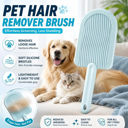 Dual-Sided Flexible Pet Grooming and Hair Removal Brush