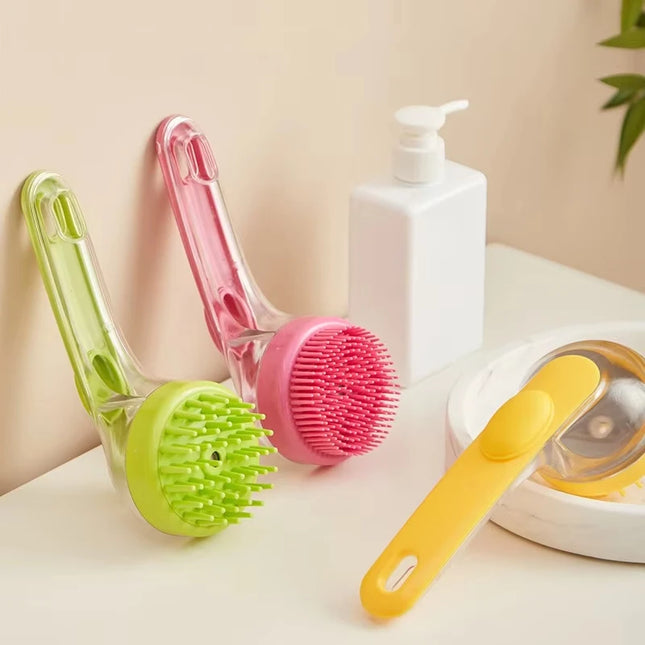 Long-Handle Pet Bathing Brush with Shampoo Dispenser