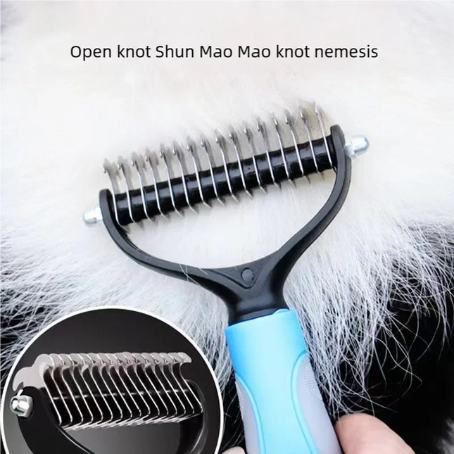 Double-Sided Stainless Steel Pet Deshedding and Dematting Comb