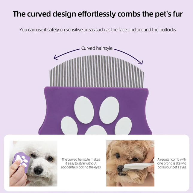 Mini Curved Flea and Detangling Comb for Cats and Dogs