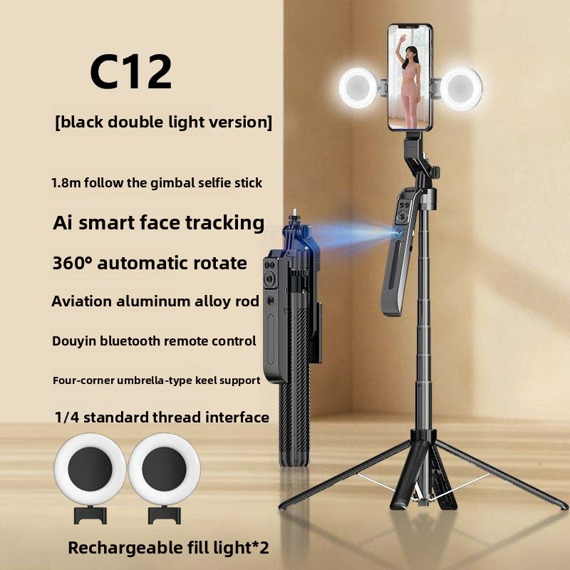 AI Tracking Phone Gimbal with Extendable Selfie Stick