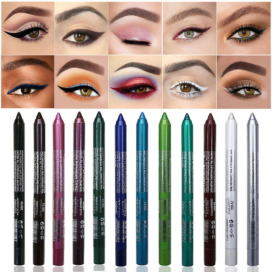 14-Color Waterproof Eyeliner Gel Pen with Pearl Finish