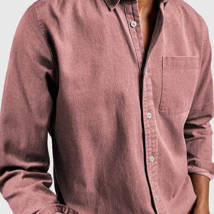 Cotton Button Men's Long Sleeve Shirt
