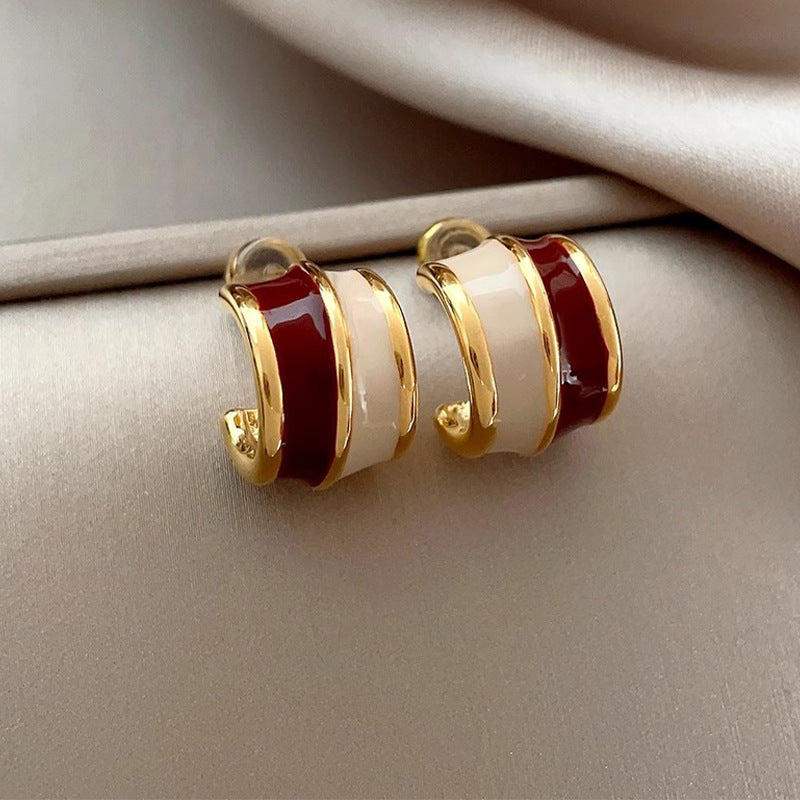 Retro Geometric Double Ring Earrings
