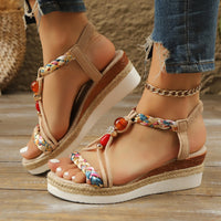 Rhinestone Beaded Wedge Fashion High Heels Platform Women