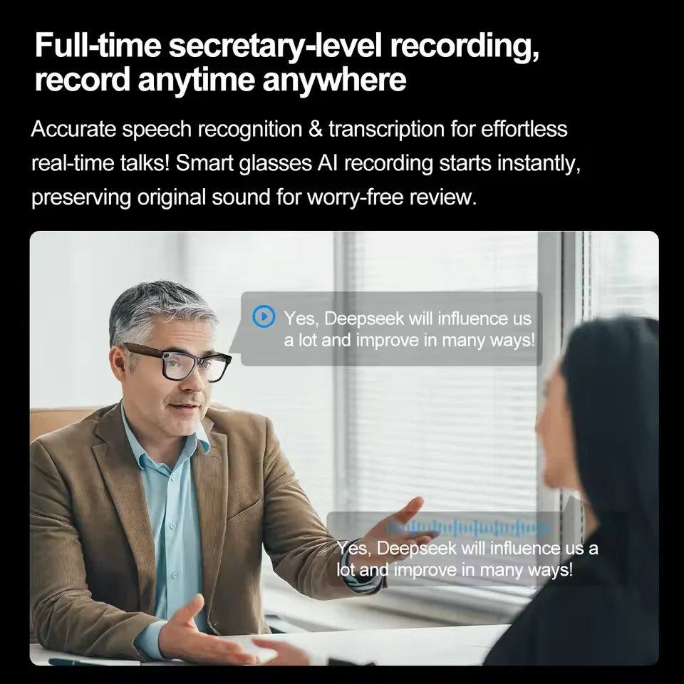 AI Smart Glasses with Camera and Color-Changing Lenses