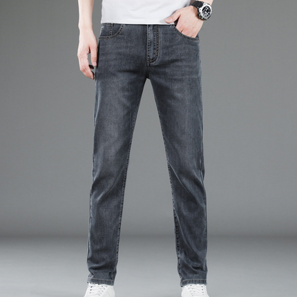 Men's Ice Silk Stretch Jeans High Waist Loose Fit