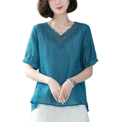 Women's Short Sleeve Linen Blend Shirt