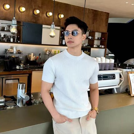 Classic Round Neck Knitted T-Shirt for Men