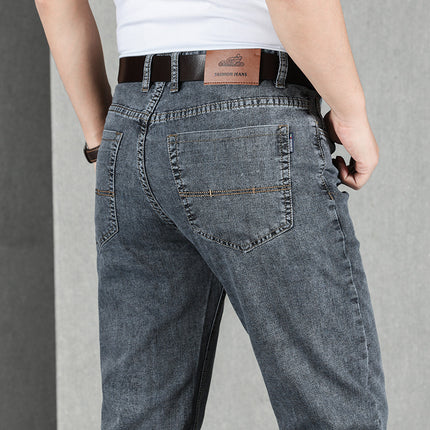Mens Loose Fit High Waisted Denim Trousers