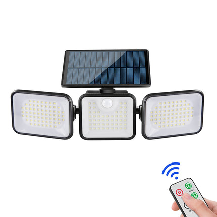 Solar Powered 180 LED Three Head Rotatable Wall Lamp