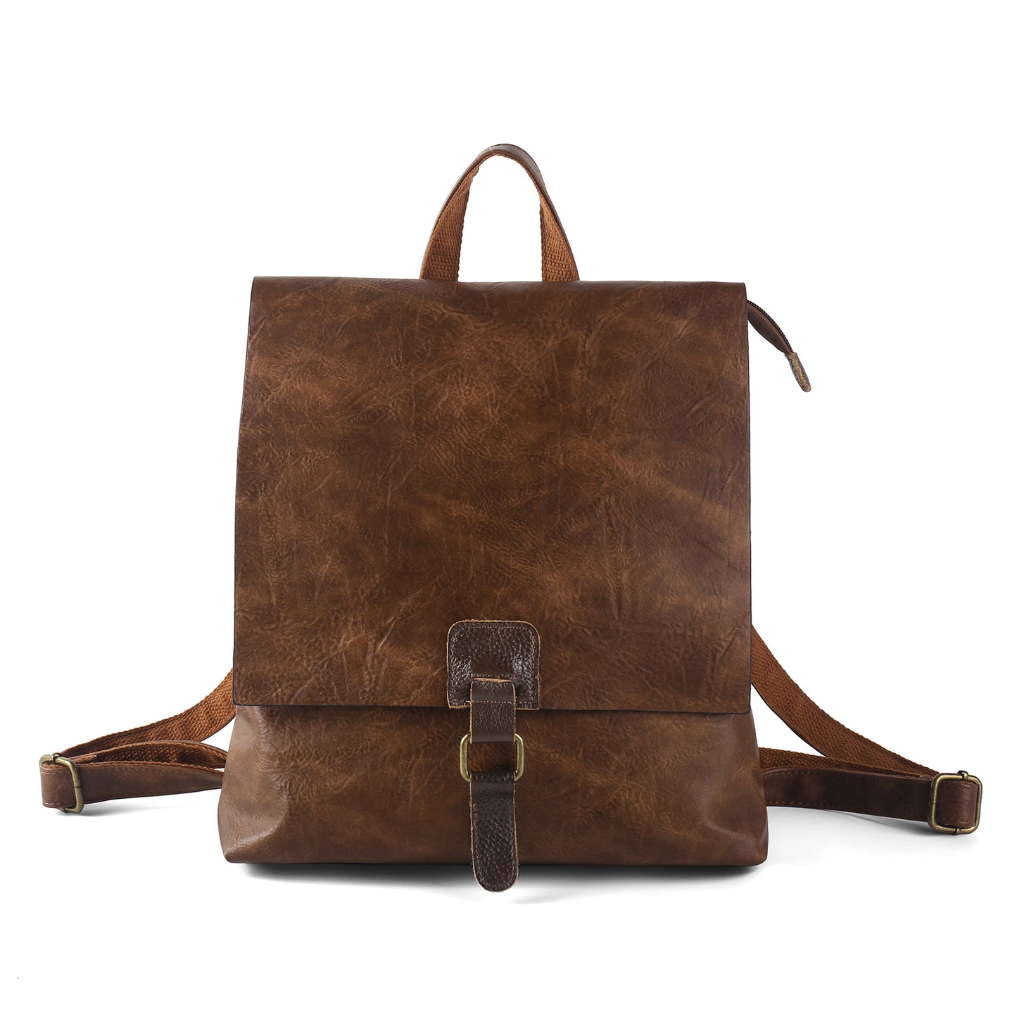 Vintage PU Leather Backpack with Multiple Pockets