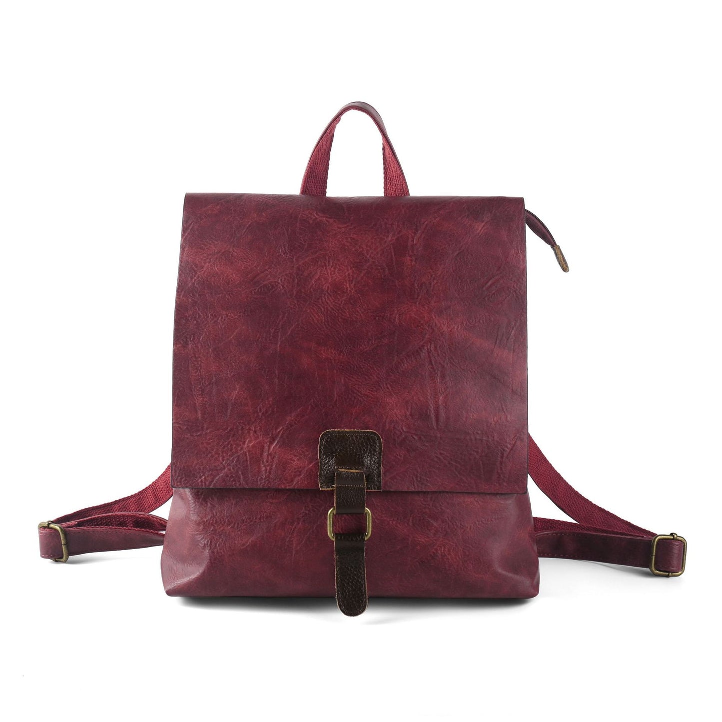 Vintage PU Leather Backpack with Multiple Pockets