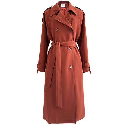 Women's long and loose British-style knee-length coat in casual style