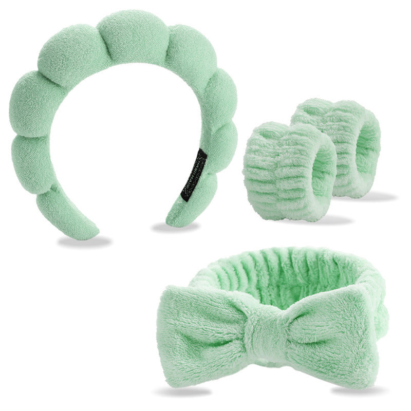 Four-piece set of face washing headbands and hair hoops