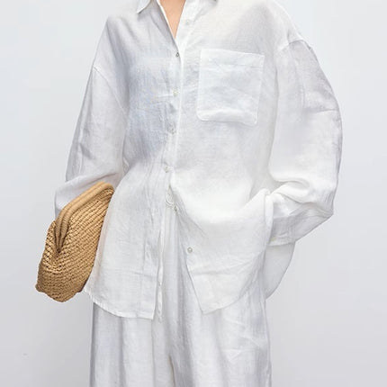 Women's Linen Shirt Long Sleeve Relaxed Fit