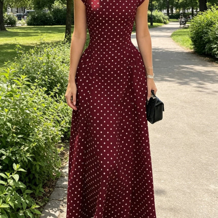 Polka Dot High Waist A-Line Dress