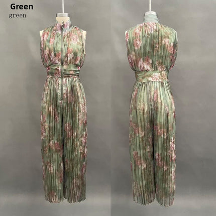 Womens Fashion Pleated Halter Neck Jumpsuit