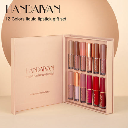 12-Color Matte Pearlescent Lip Gloss Set
