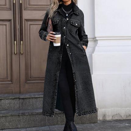 Long Loose Denim Jacket for Women