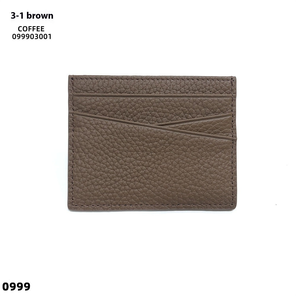 Leather Oil Edge Oblique Thin Bank Card Holder Soft Cowhide Document Package