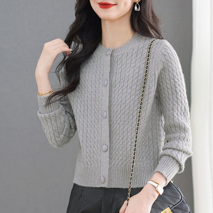 Womens Open Front Round Neck Sweater