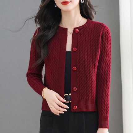 Womens Open Front Round Neck Sweater