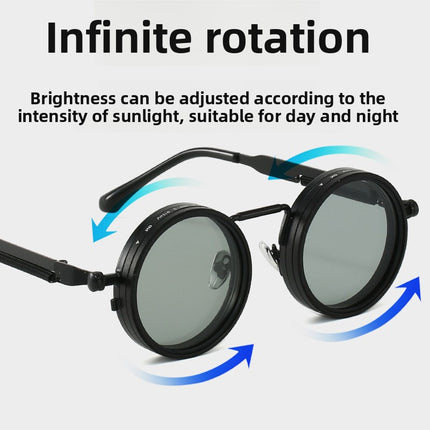 Adjustable Polarized Sunglasses Steampunk Round Metal Frame