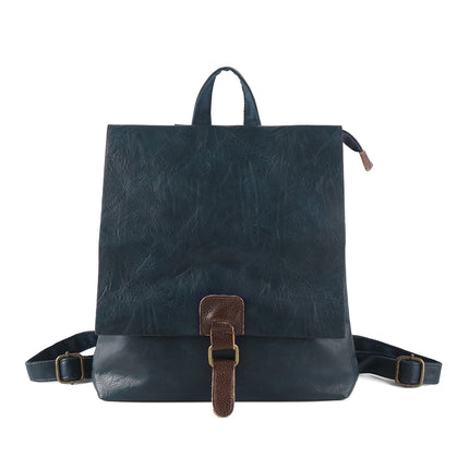 Vintage PU Leather Backpack with Multiple Pockets