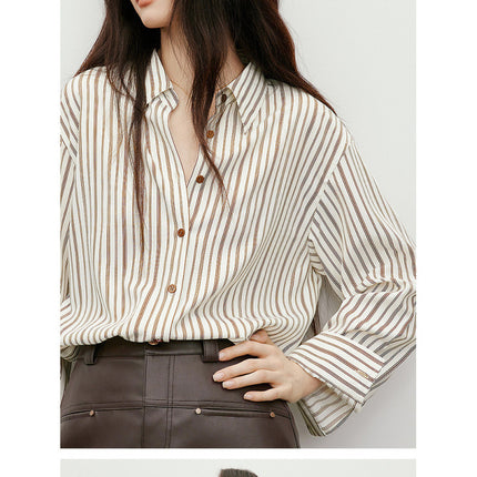 Womens Striped Cotton Blend Shirt