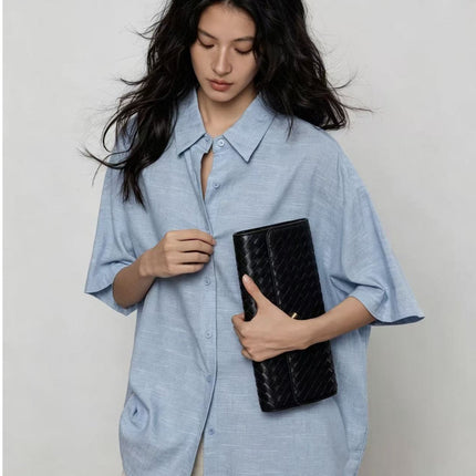 Short-Sleeve Linen Loose Shirt for Women
