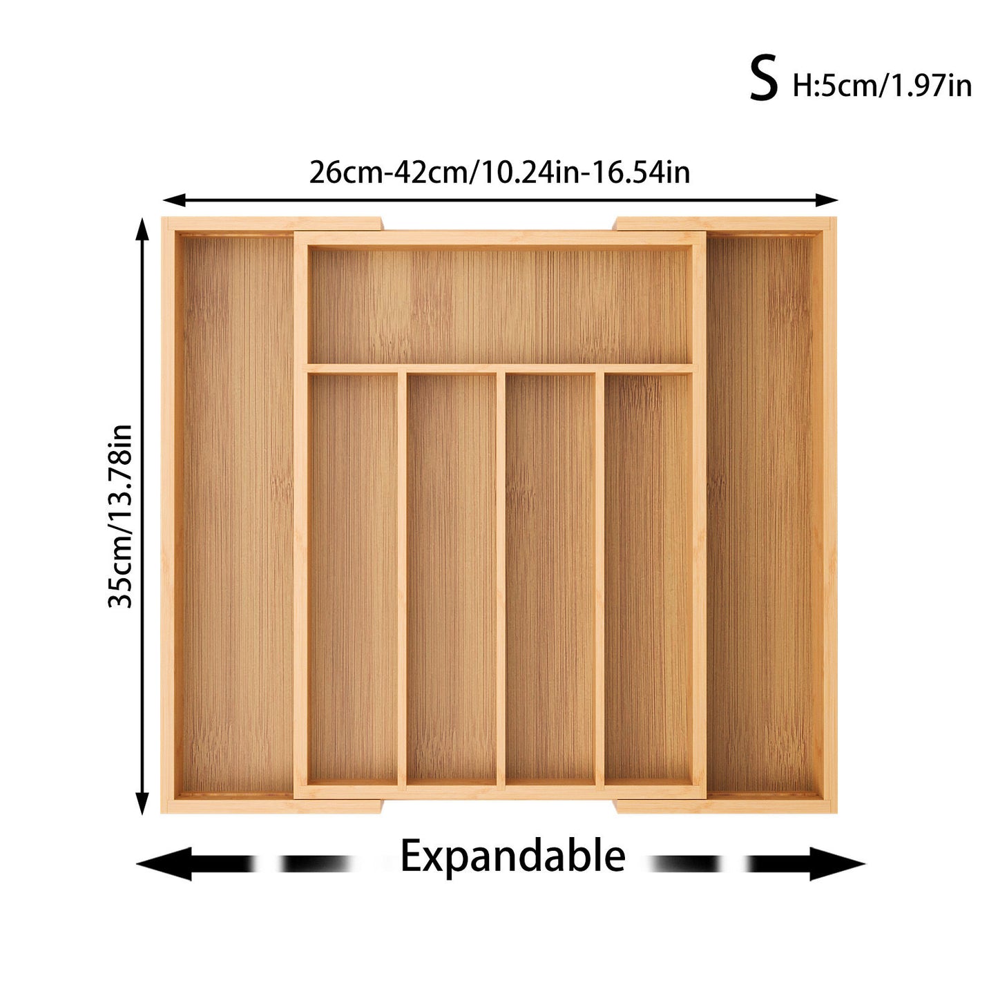 Adjustable Bamboo Kitchen Cutlery Drawer Organizer Tray