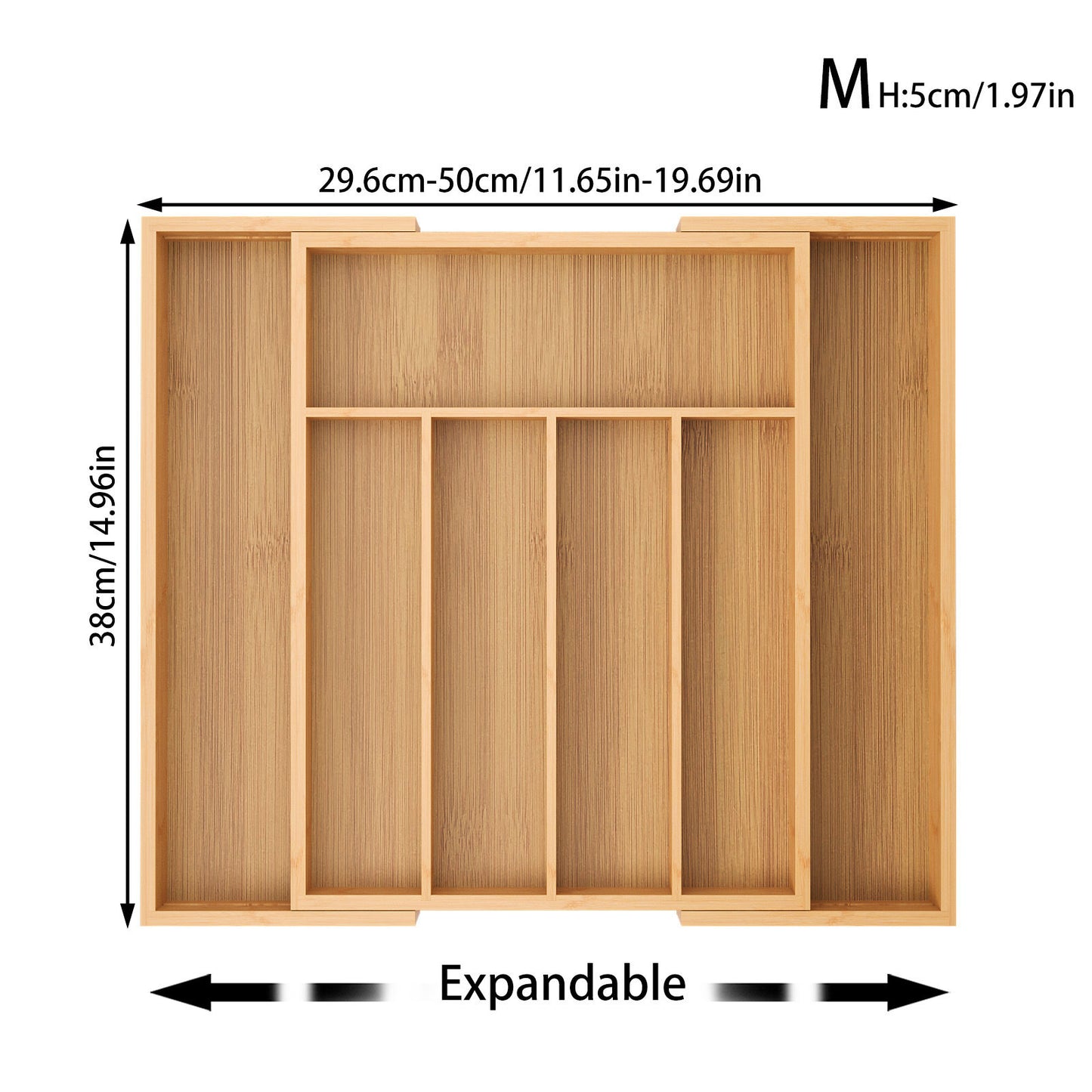 Adjustable Bamboo Kitchen Cutlery Drawer Organizer Tray