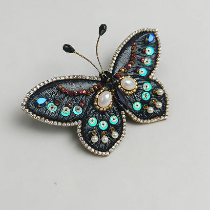 Embroidered Butterfly Rhinestone Hair Clip
