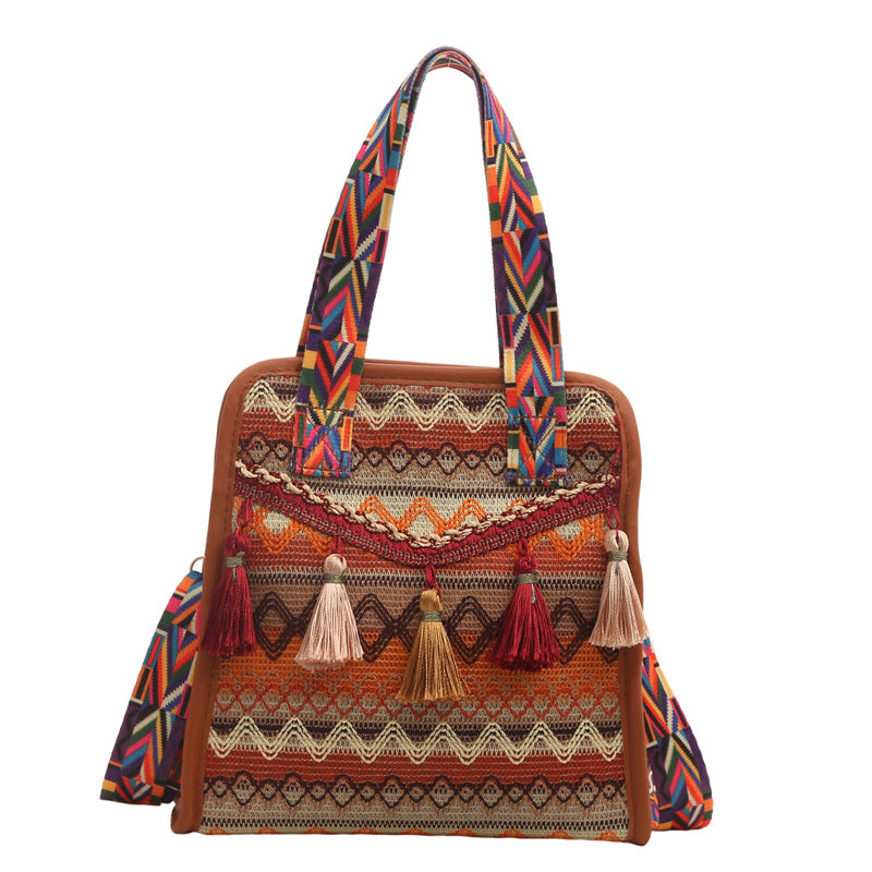 Bags Women's Crossbody Ethnic Scenic Area Woven Bucket