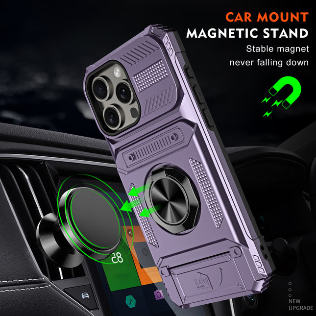 Magnetic Phone Case with Card Slot and Ring Holder