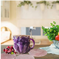 أكواب قهوة أنيقة من الراتنج والكريستال المعدني، سعة 400 مل، مزودة بمقابض، مثالية لتزيين مكان العمل والمنزل، هدية رائعة لعيد الميلاد، وأدوات مطبخ عملية.