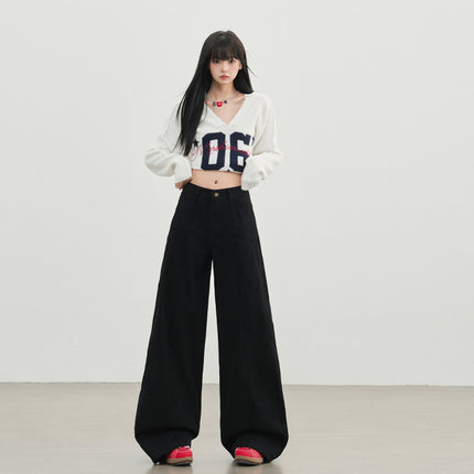Womens Wide Leg Denim Trousers