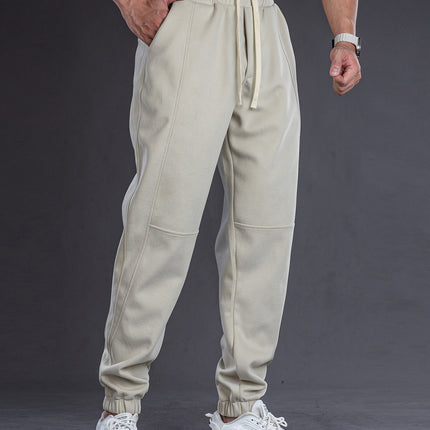 Men Solid Color Loose Fit Drawstring Sweatpants for Sports and Casual